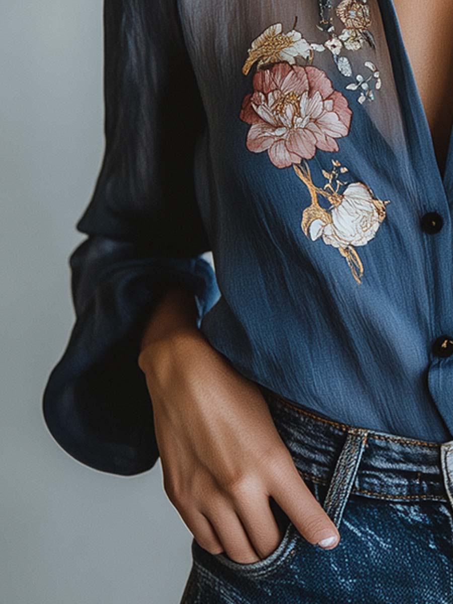Women's Floral Boho Blouse with Relaxed Flowy Fit - photo 6