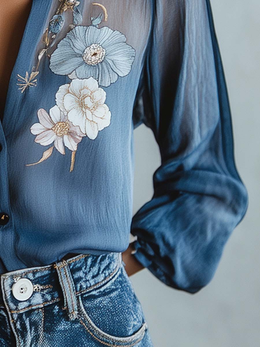Women's Floral Boho Blouse with Relaxed Flowy Fit - photo 7