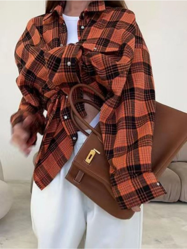 Chiara - Women's Oversized Plaid Shirt with Button Front