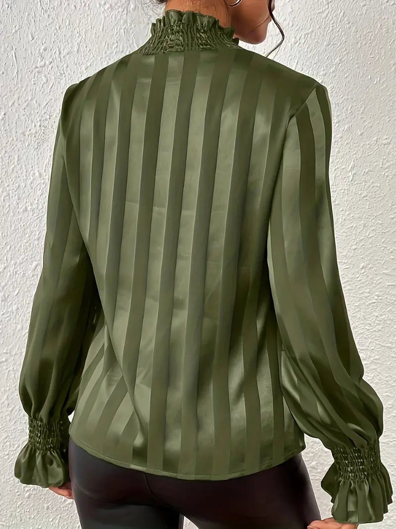 Bessie - Women's Ruffled Blouse with Round Neck