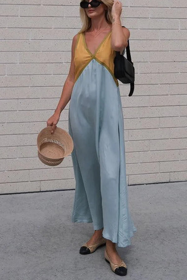 Lara - Chic V-neck contrasting color dress - photo 5
