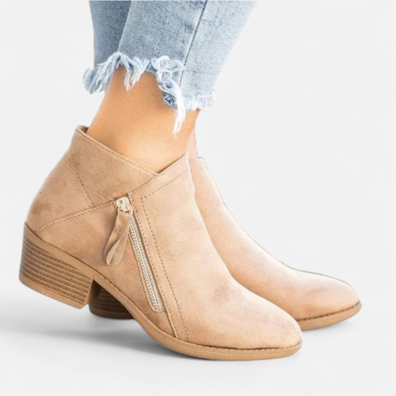 Women's Ankle Boots with Block Heel and Side Zip