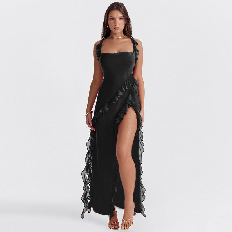 Women's Burgundy Wedding Guest Midi Dress with Flattering Drape - photo 11