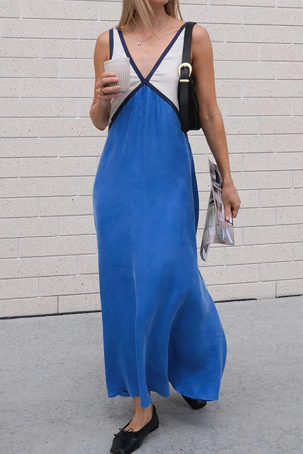 Lara - Chic V-neck contrasting color dress - photo 4