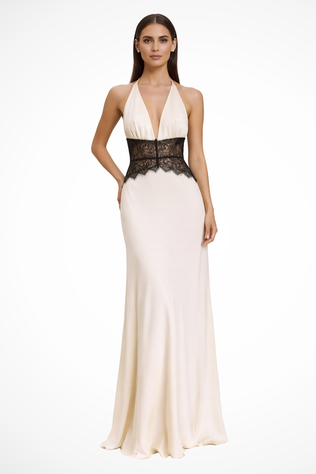 Women's Halter Neck Wedding Guest Maxi Dress with Flattering Drape