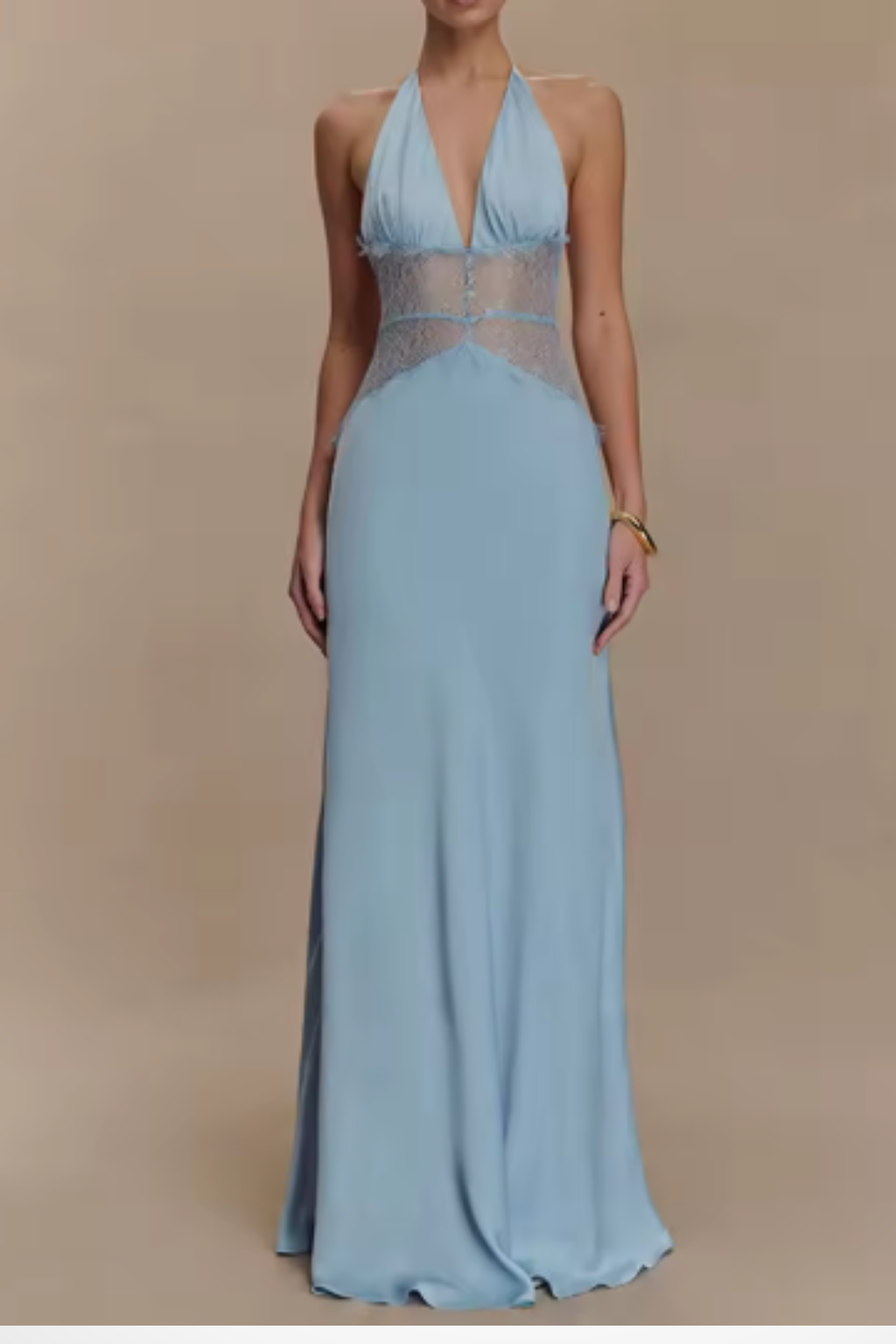Women's Halter Neck Wedding Guest Maxi Dress with Flattering Drape