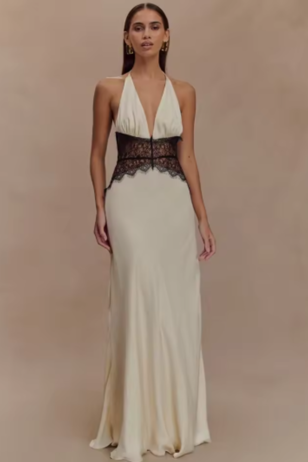 Women's Halter Neck Wedding Guest Maxi Dress with Flattering Drape