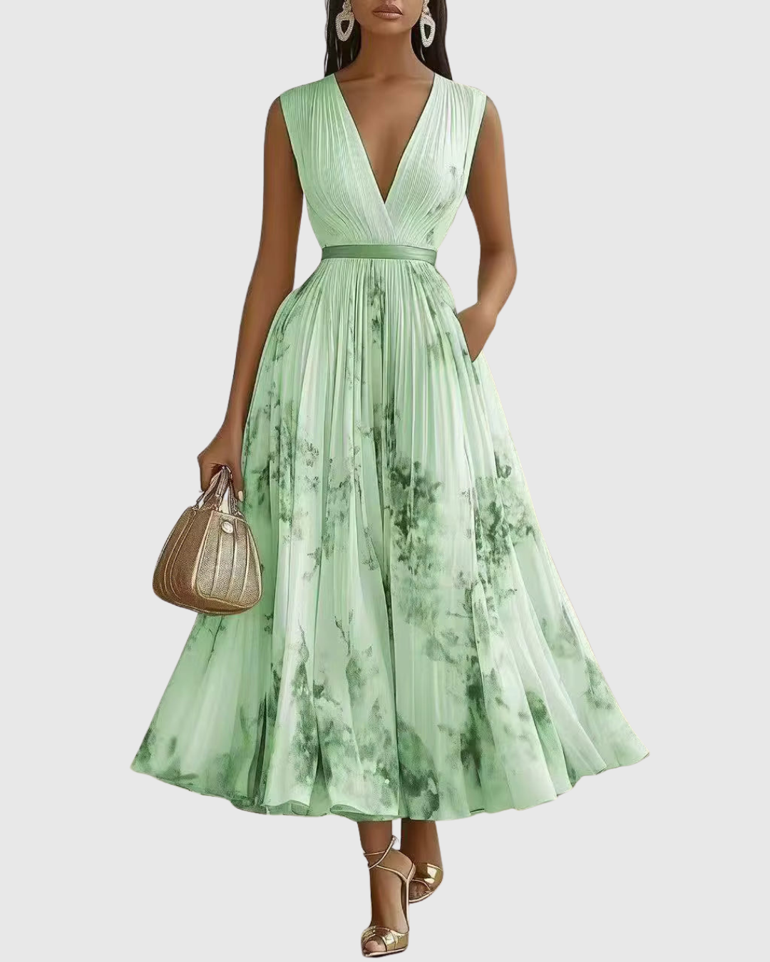Rowella | Maxi abito elegante plissettato
