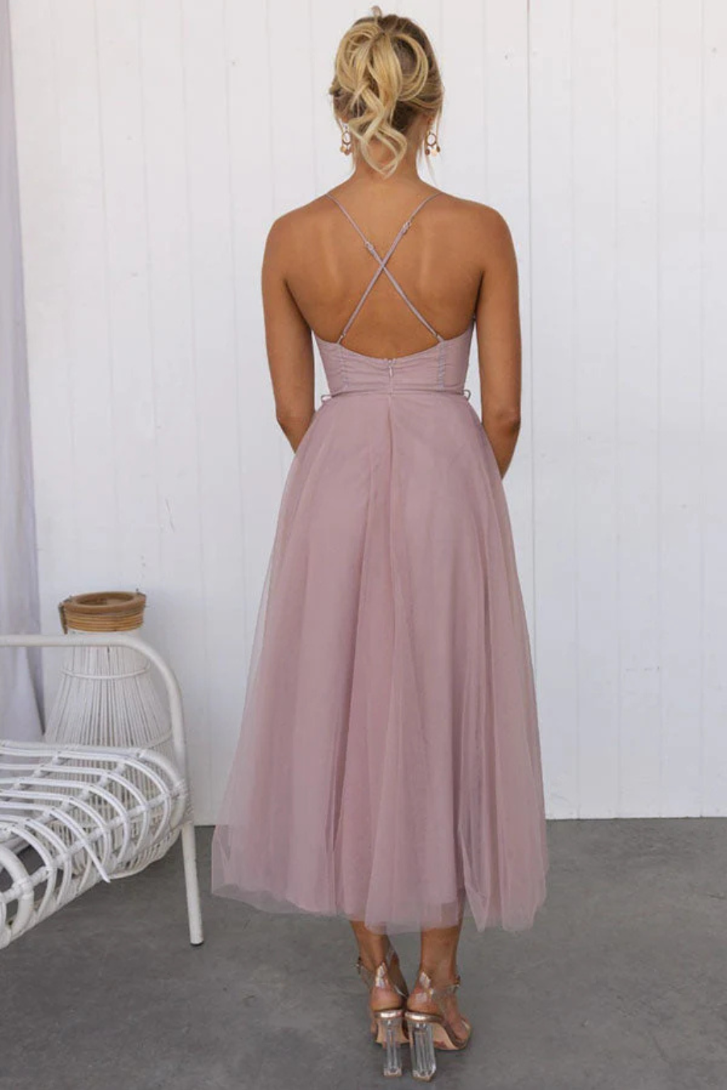 Robe Midi Femme Bustier en Tulle Élégant pour Soirées et Occasions Romantiques