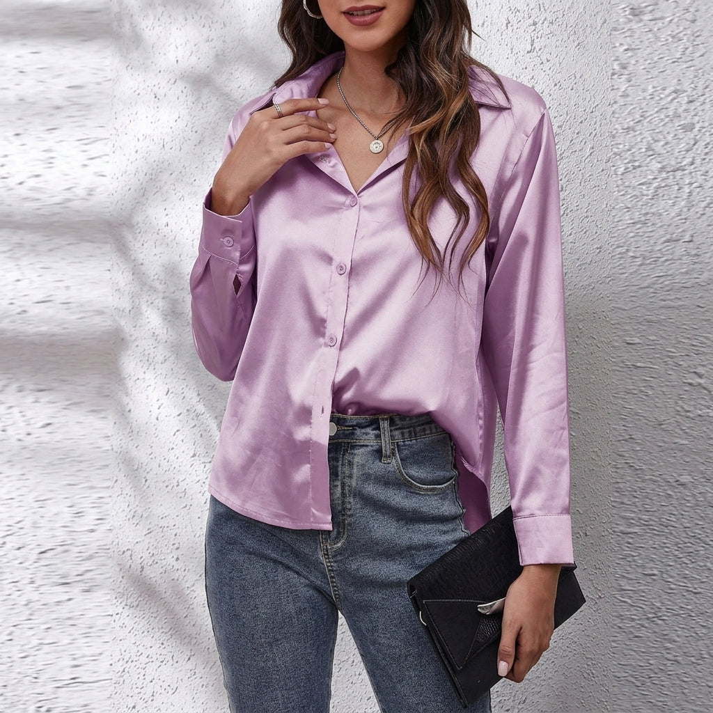 Elvina - Women's Silk Button Front Shirt - photo 4