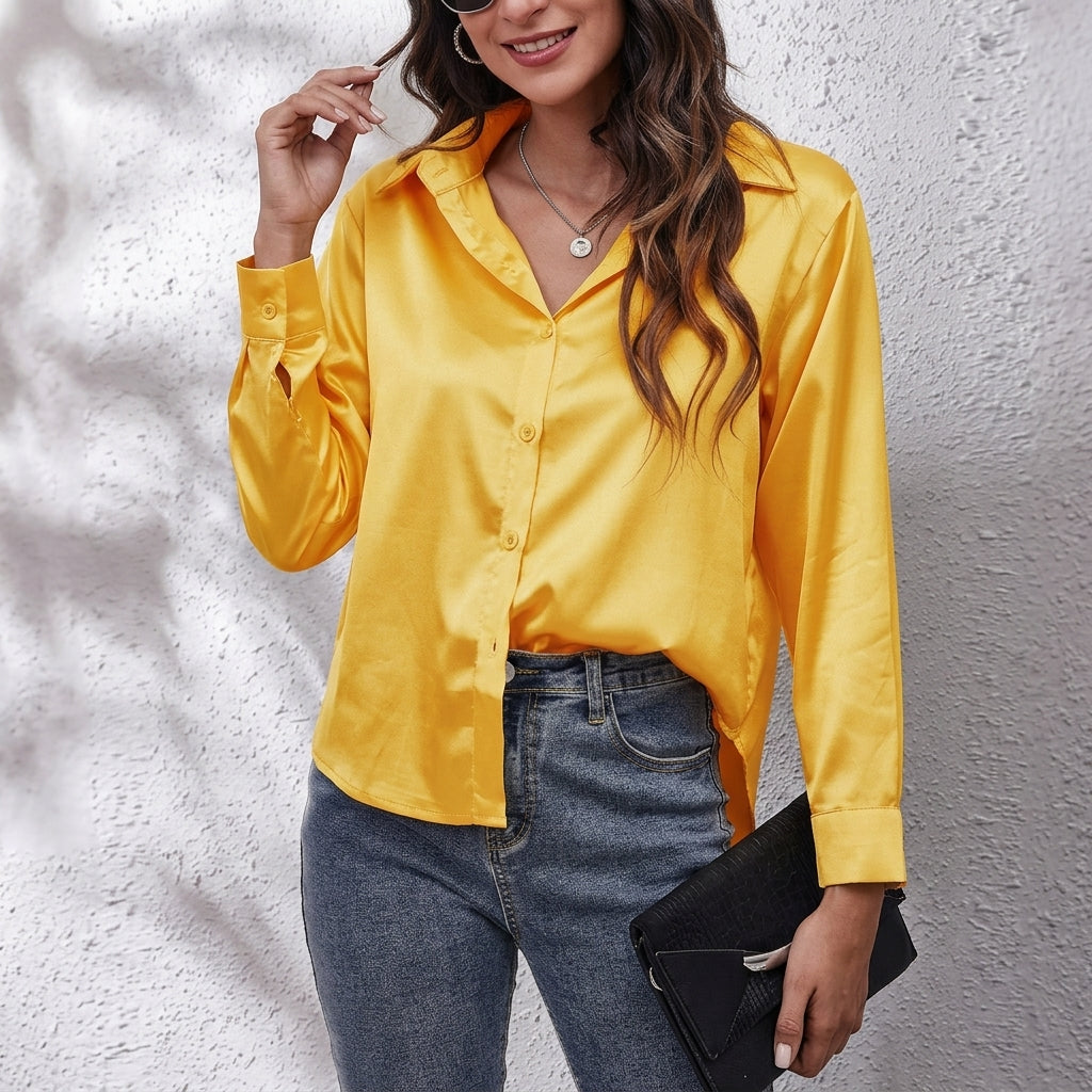Elvina - Women's Silk Button Front Shirt - photo 7