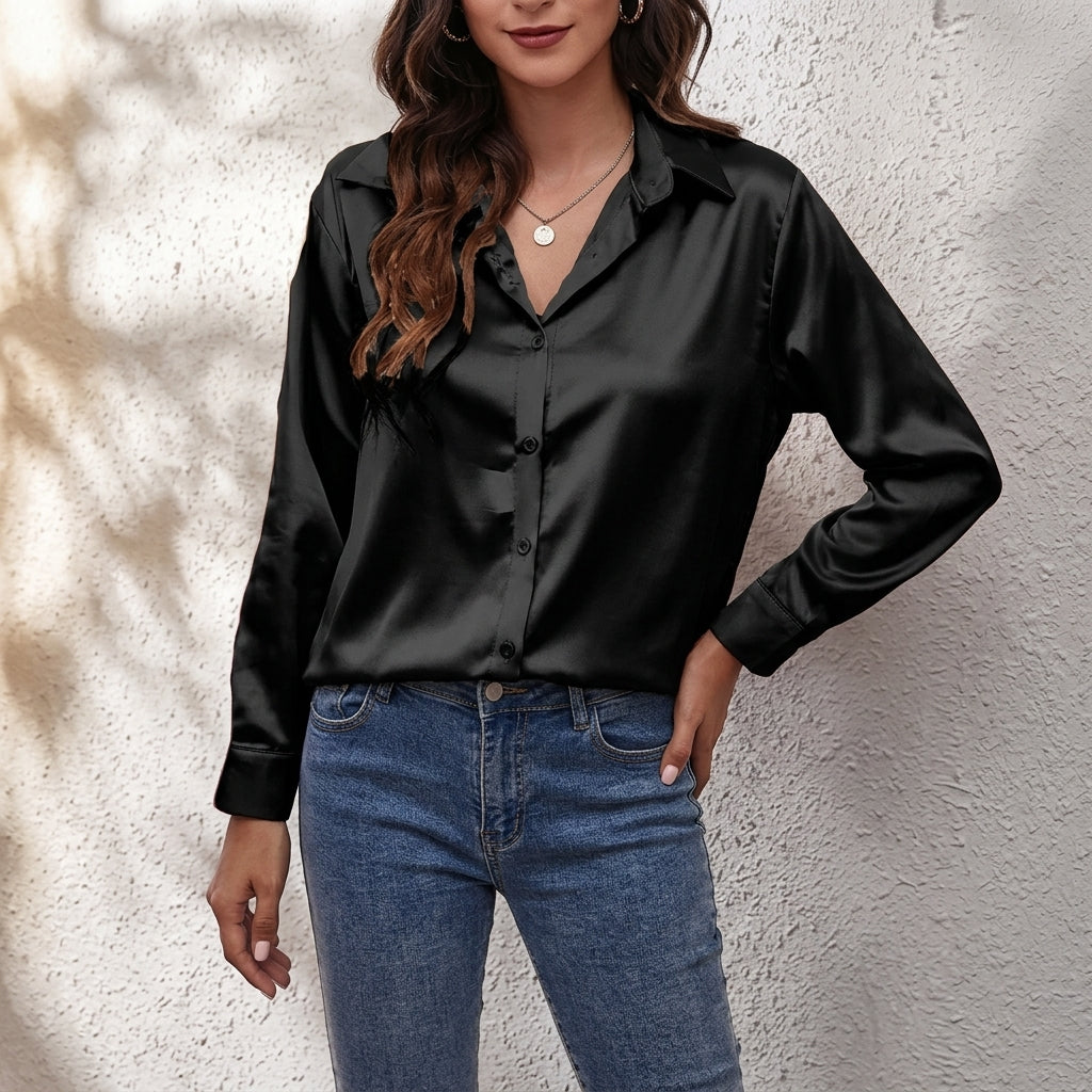 Elvina - Women's Silk Button Front Shirt - photo 10