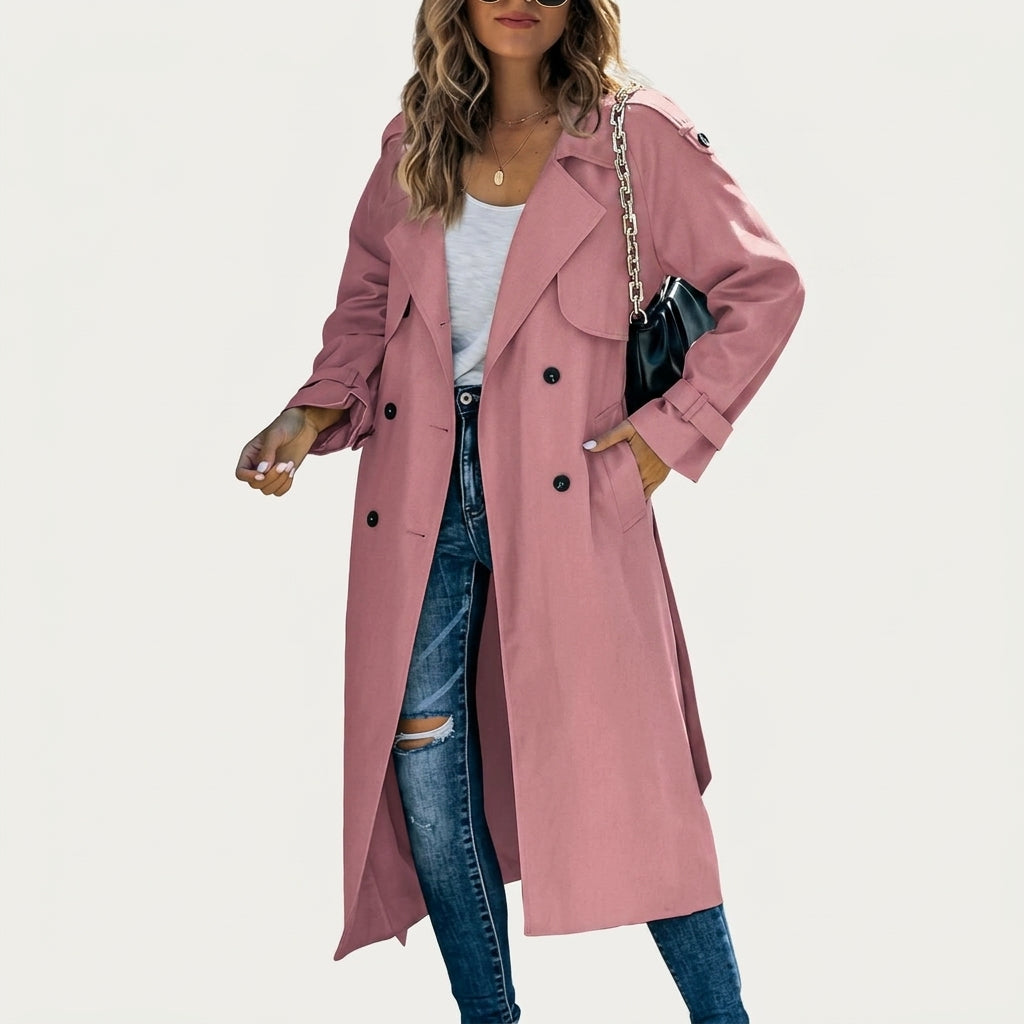 Alvanti - Trenci lung elegant la două rânduri pentru damă