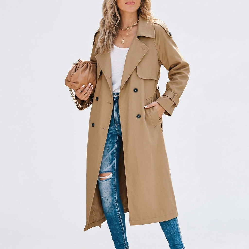Alvanti - Trenci lung elegant la două rânduri pentru damă