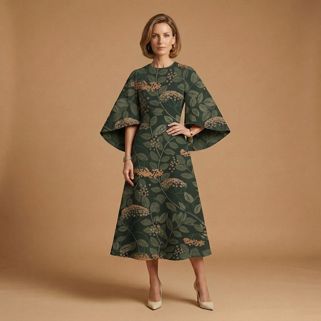 Lourmarin - Women's Round Neck Tailored Midi Dress - photo 2