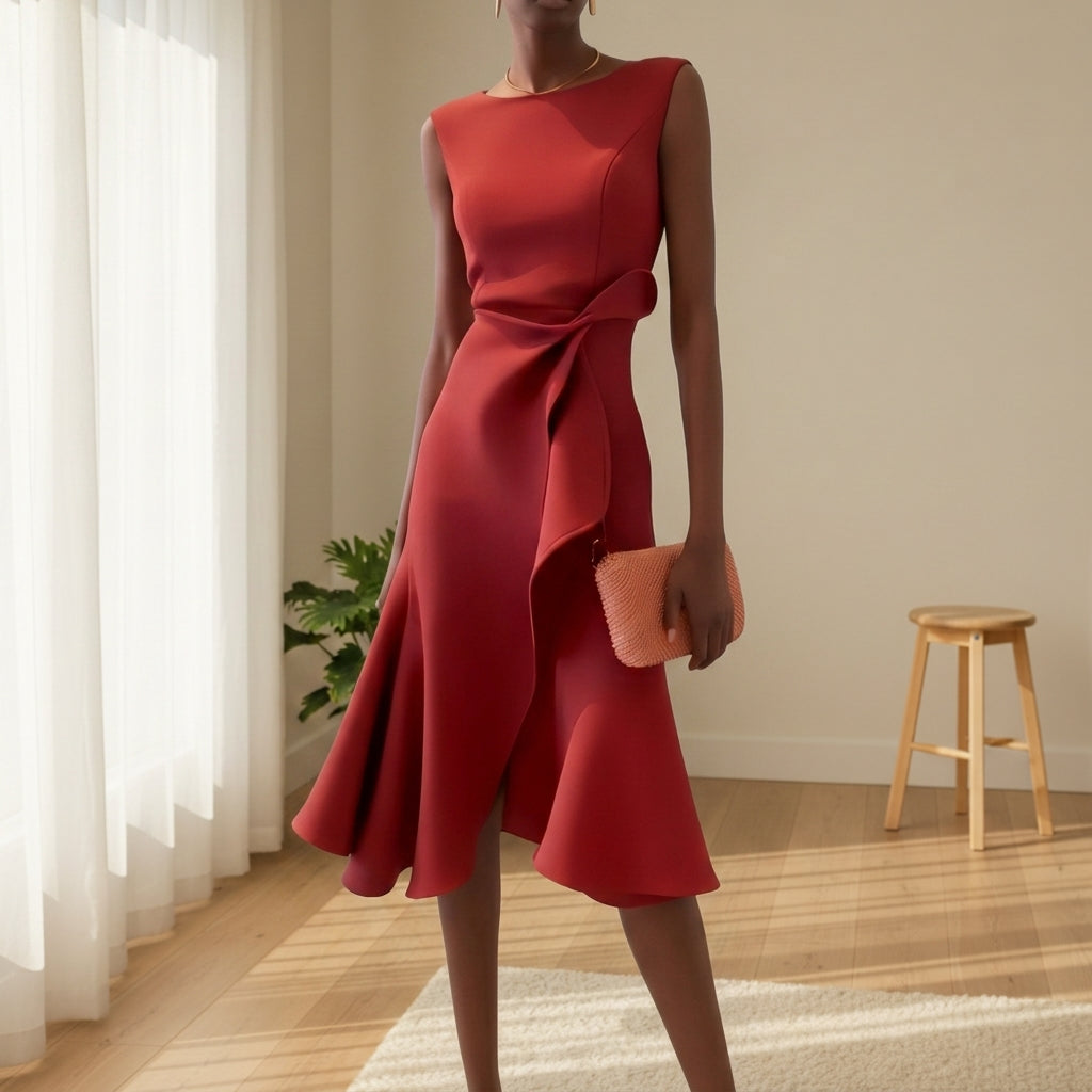 Positano - Women's Draped Asymmetric Midi Dress