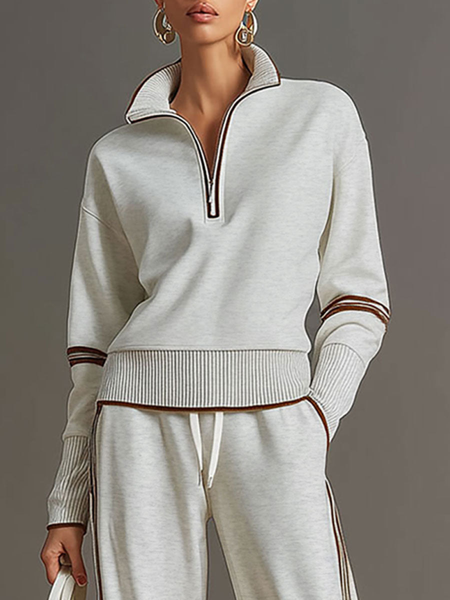 Women's Half-Zip Sweatshirt & Wide-Leg Trouser Co-Ord Set - photo 17