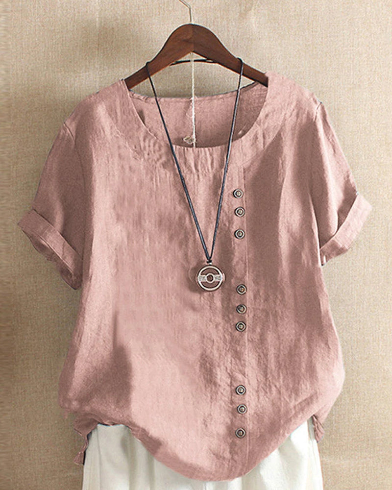 Charlie - Women's Crew Neck Cotton-Linen T-Shirt - photo 1