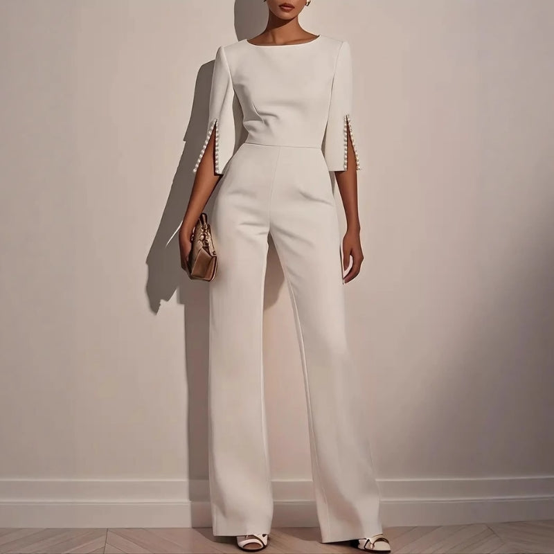 Wide Leg Pearl Detail Jumpsuit for Women - photo 4