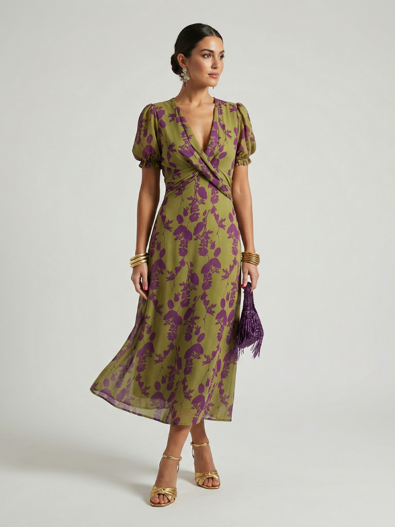 Virel - Women's Relaxed Floral Wrap Midi Dress - photo 1