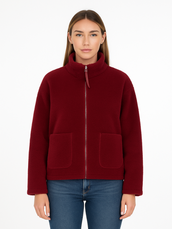 Jachetă șic oversize din fleece sherpa ultra-moale, pentru vreme rece