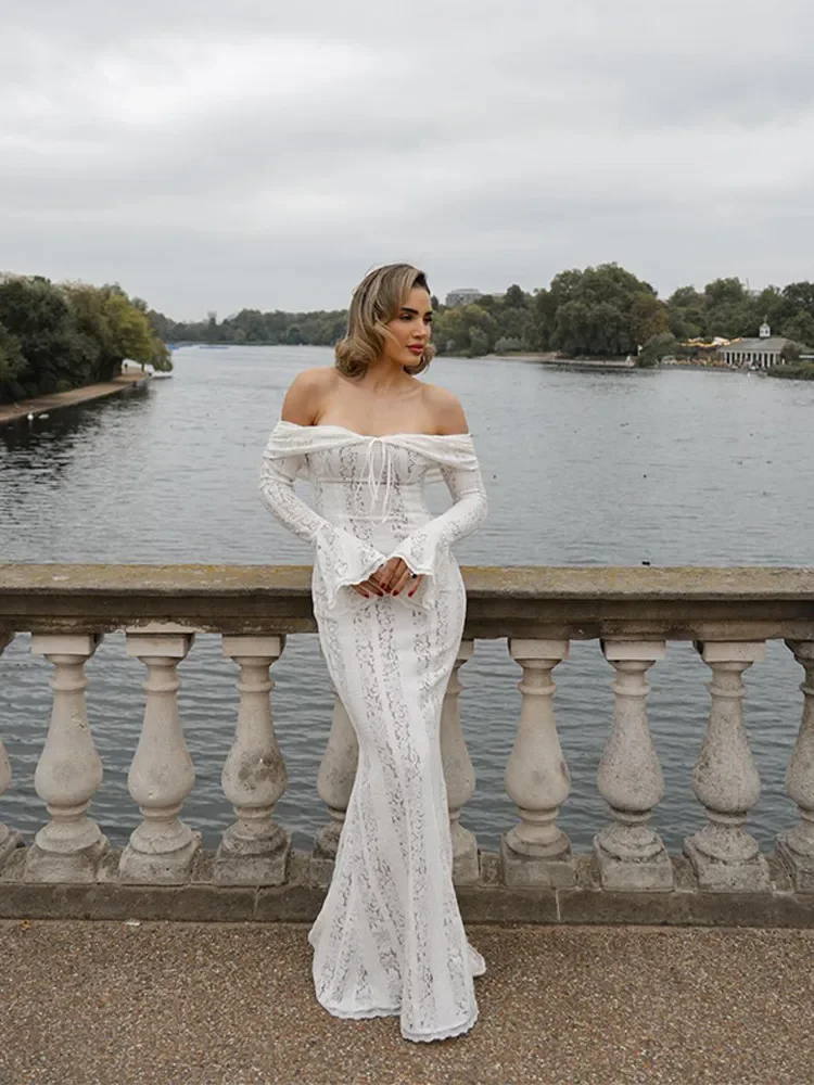 Women's Georgetta Elegant Lace Off Shoulder Maxi Dress - photo 4