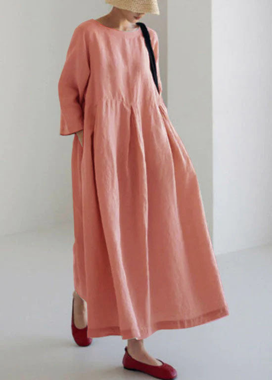 Women's Loose Maxi Dress with Three-Quarter Sleeves
