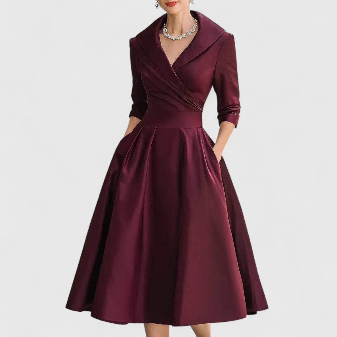Elegant Midi Dress with V-Neckline for Women - photo 2