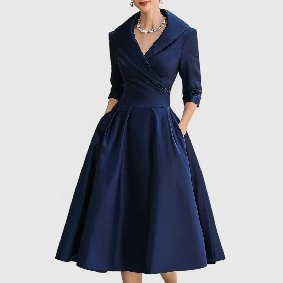 Elegant Midi Dress with V-Neckline for Women - photo 1