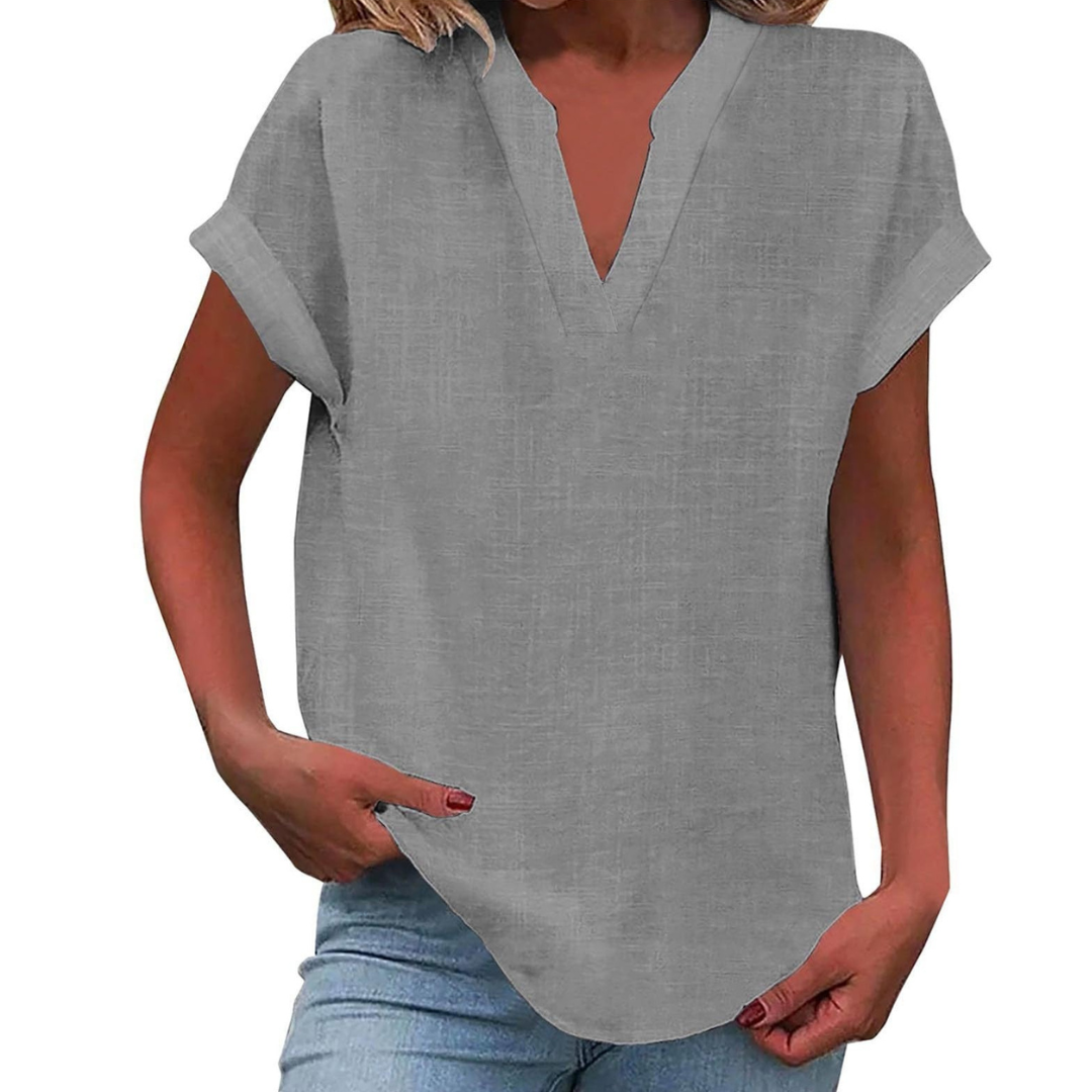 Women's V-Neck Loose Fit Summer Blouse for Everyday Wear - photo 5