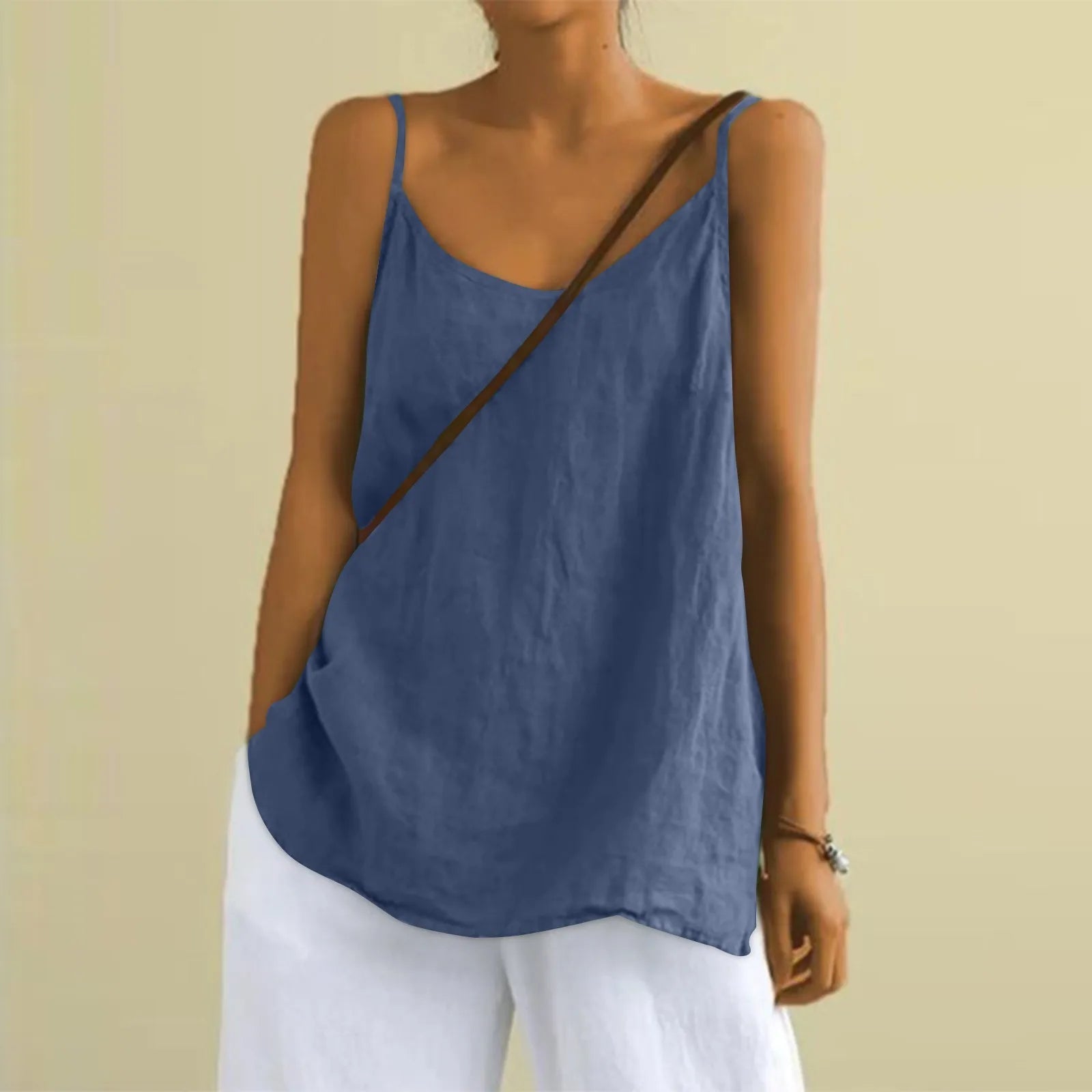 Women's Lightweight Linen V-Neck Summer Top