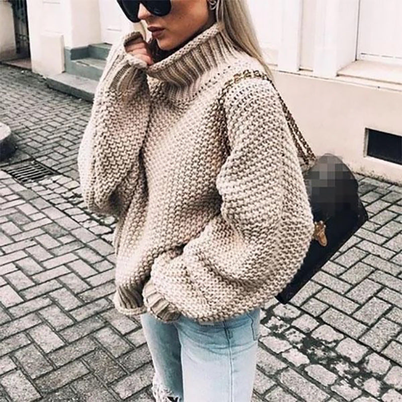 Bella - Women's Chunky Knit Turtleneck Sweater - photo 8