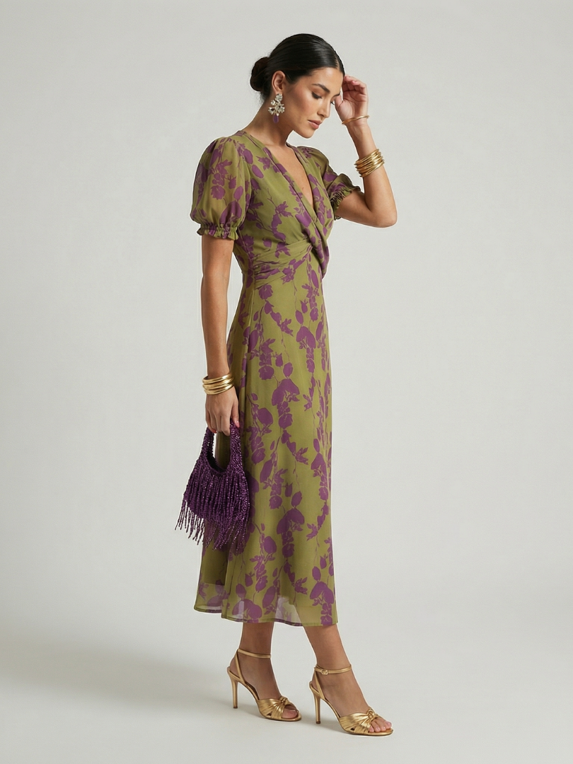 Virel - Women's Relaxed Floral Wrap Midi Dress - photo 2