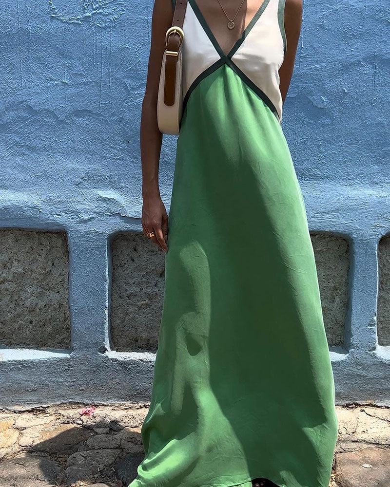 Lara - Chic V-neck contrasting color dress - photo 10