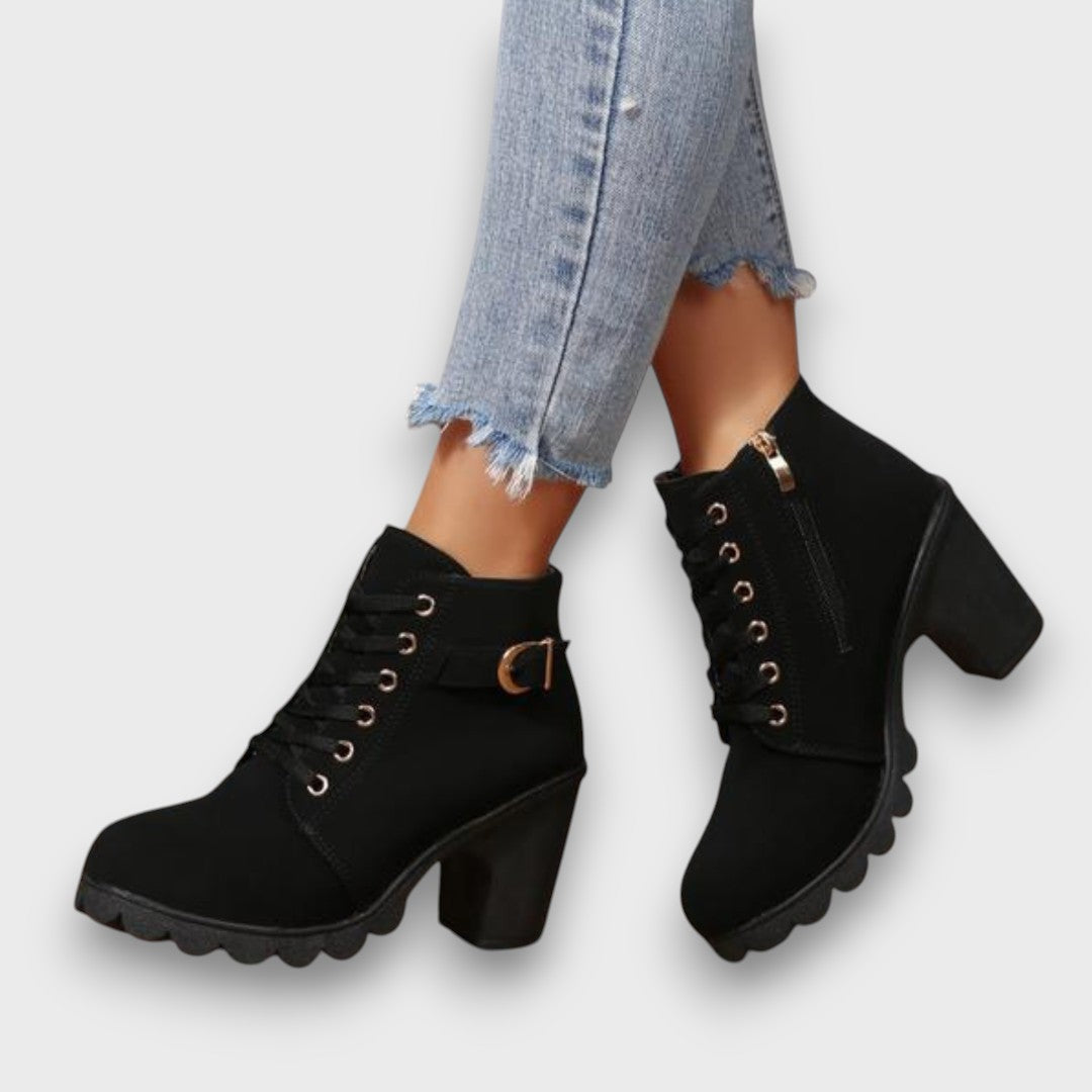 Women's Lace-Up Boots with Buckle Detail