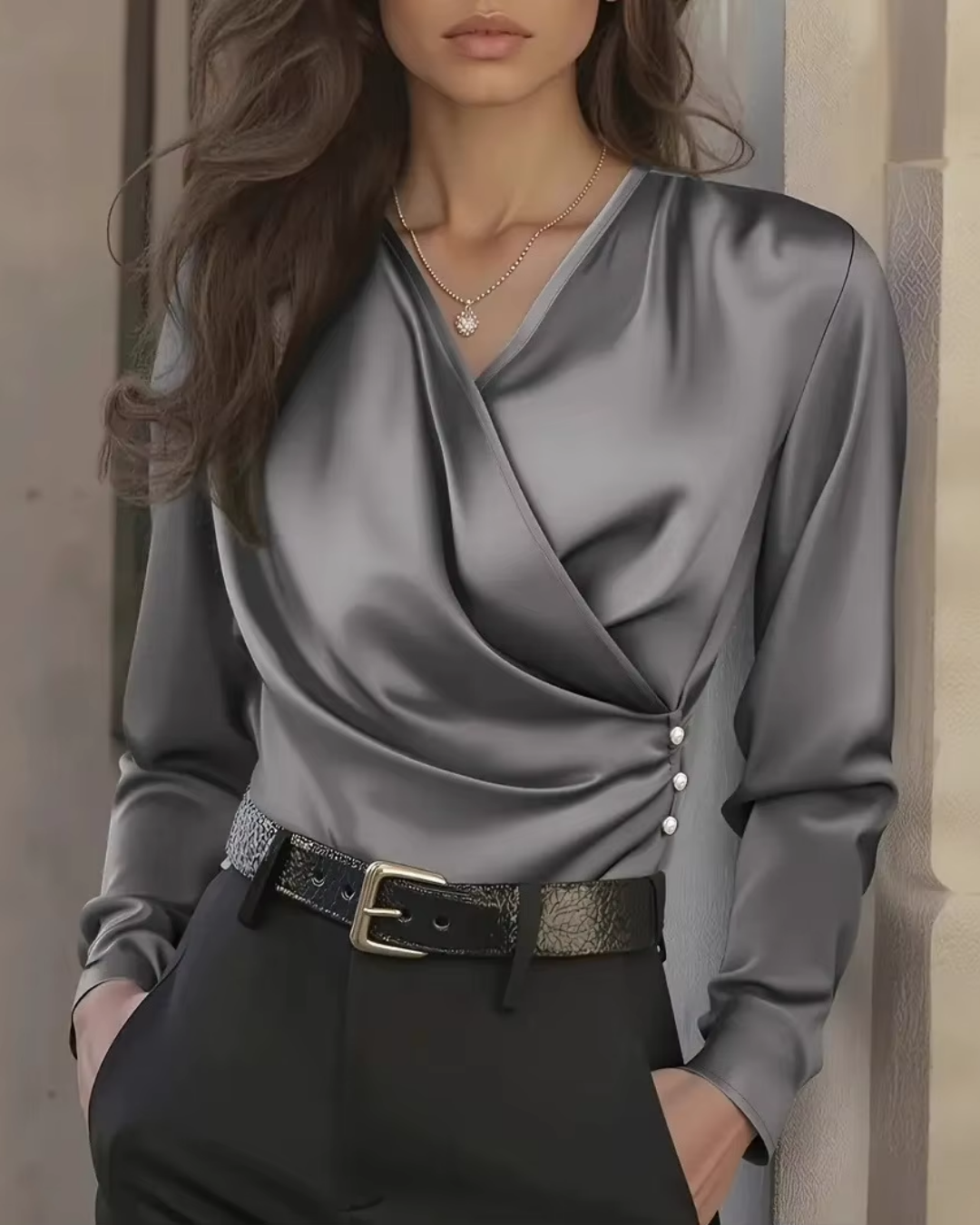 Olivia - Women's elegant wrap blouse for office and leisure - photo 4