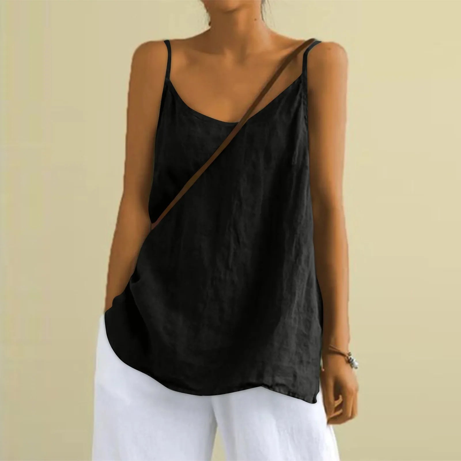 Women's Lightweight Linen V-Neck Summer Top