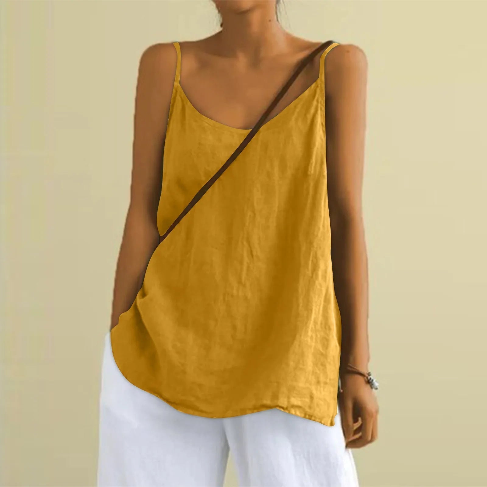 Women's Lightweight Linen V-Neck Summer Top