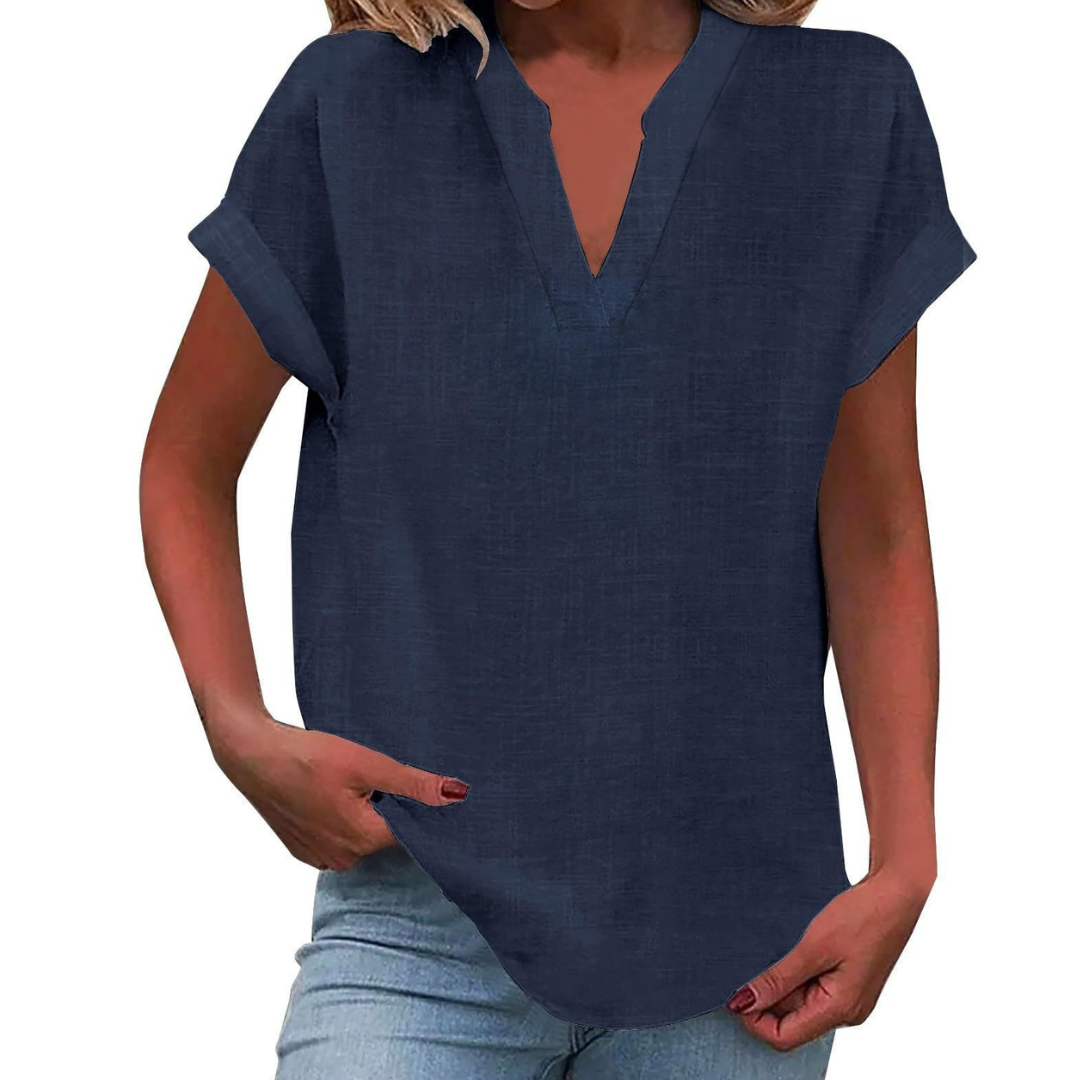 Women's V-Neck Loose Fit Summer Blouse for Everyday Wear - photo 12