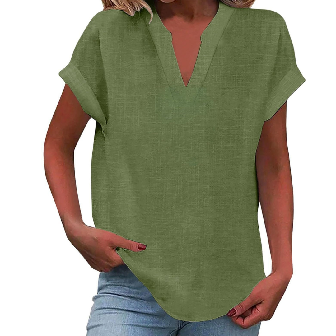 Women's V-Neck Loose Fit Summer Blouse for Everyday Wear - photo 13
