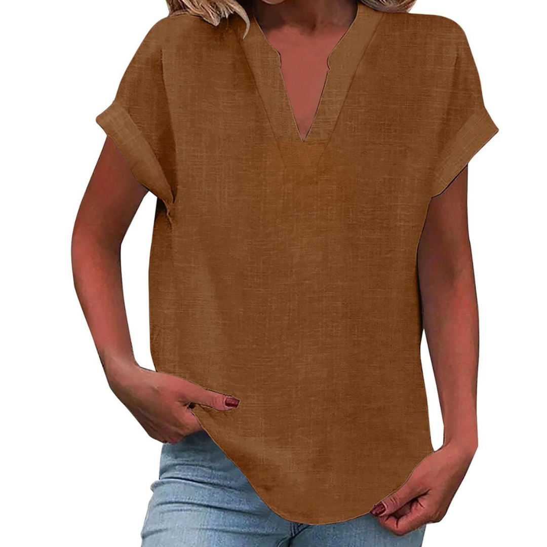 Women's V-Neck Loose Fit Summer Blouse for Everyday Wear - photo 14