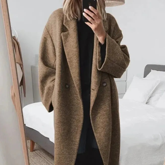 Eva - Women's Relaxed Fit Long Minimalist Coat - photo 3