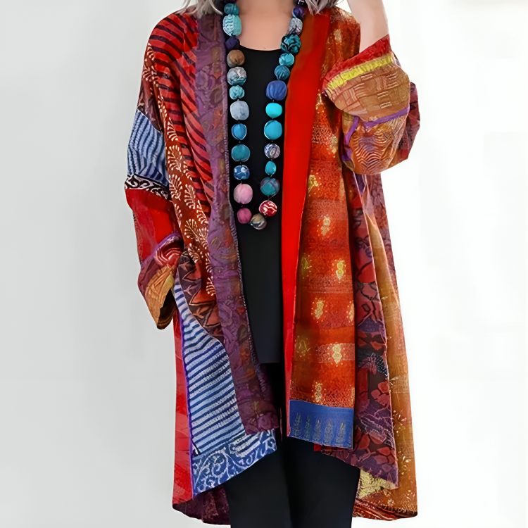 Women's Boho Patchwork Cardigan for Autumn Layering - photo 3