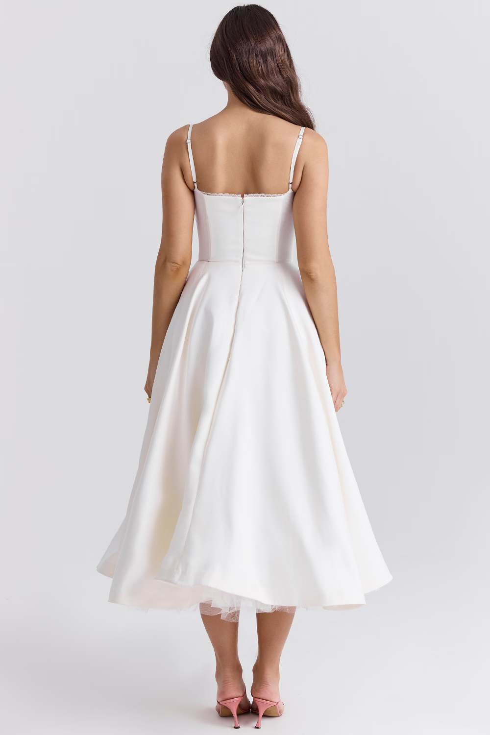 Women's Satin Flared Evening Dress with Fitted Bodice - photo 9