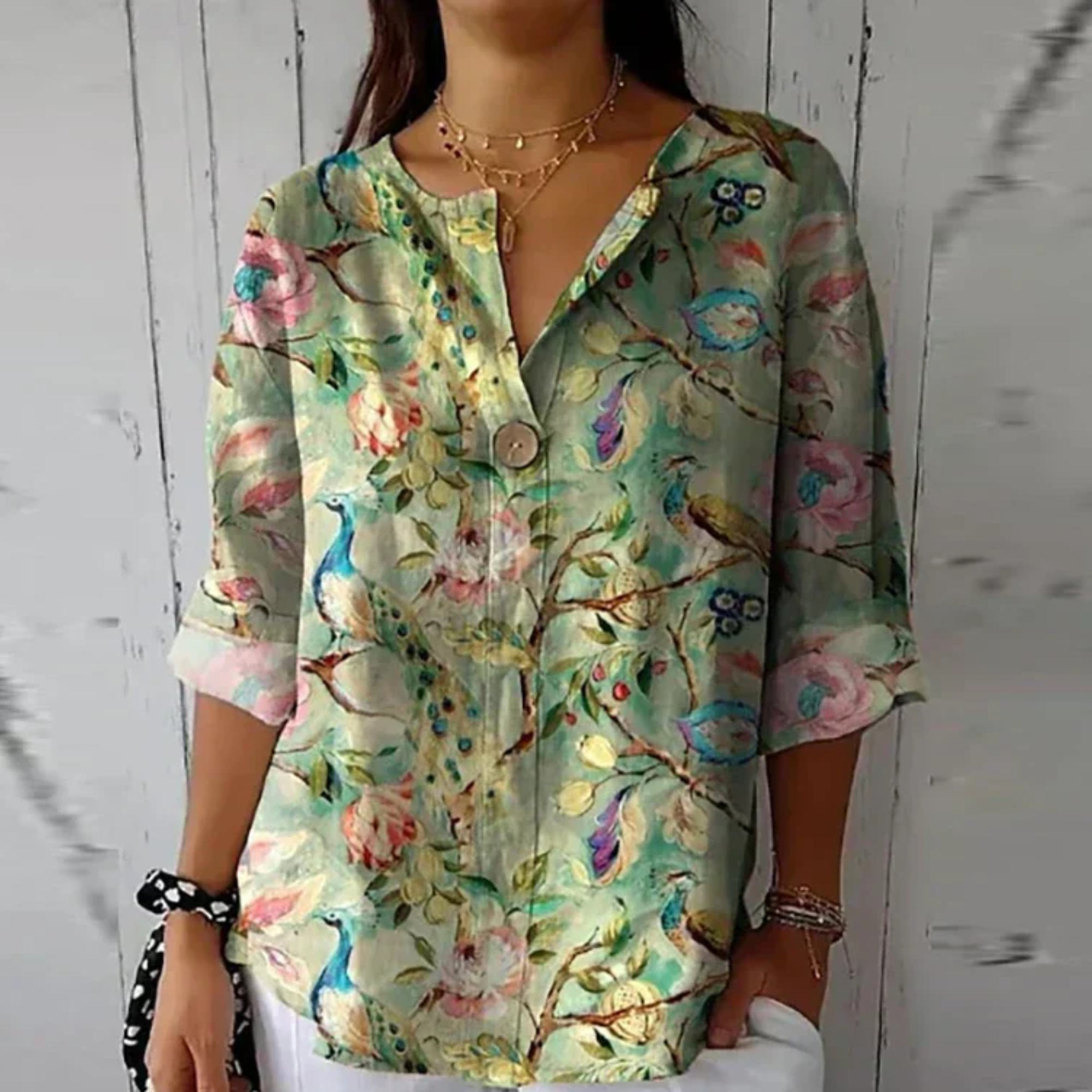 Women's Floral V-Neck Summer Blouse for Warm Days - photo 7