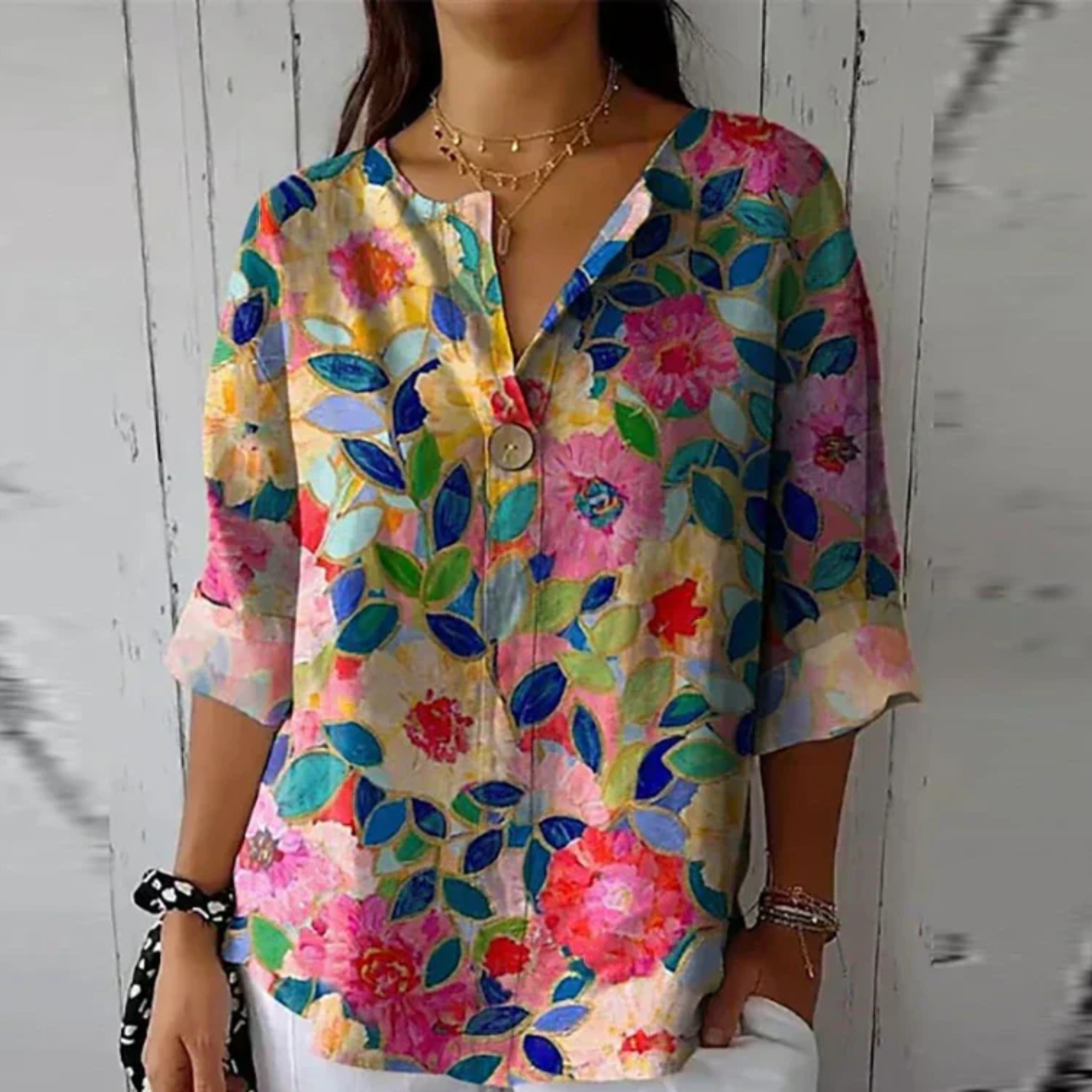Women's Floral V-Neck Summer Blouse for Warm Days - photo 5