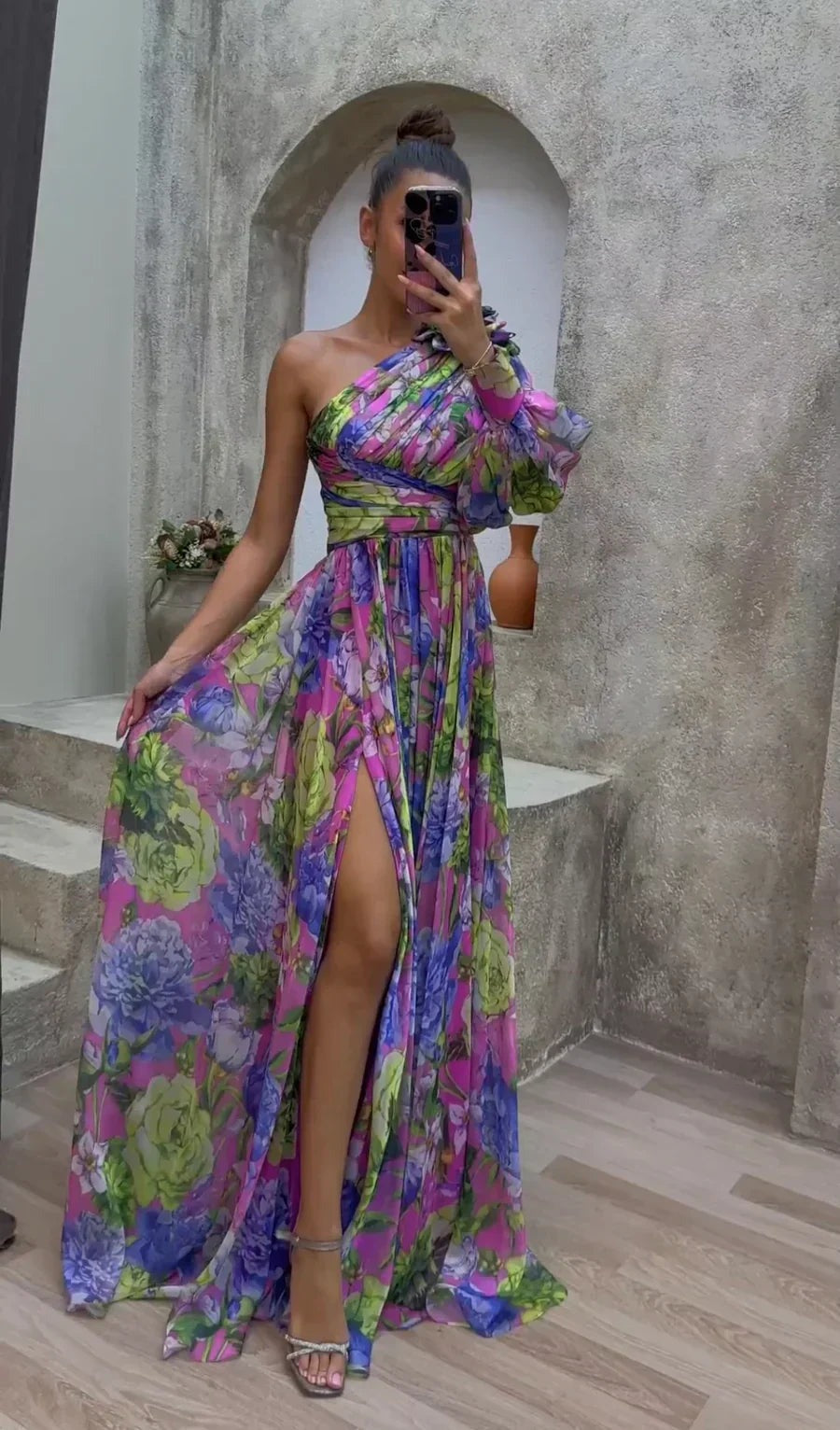 Samantha - Floral One Shoulder Dress - photo 1