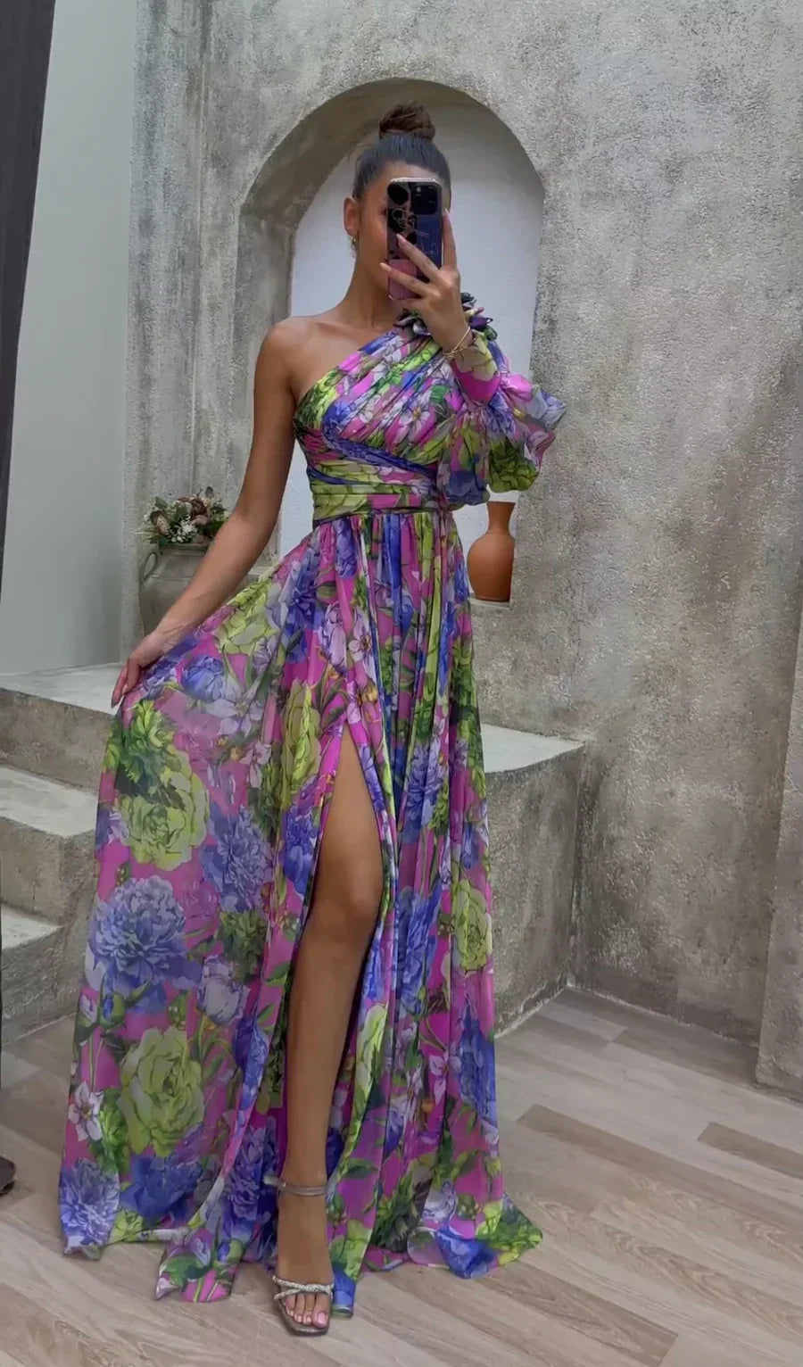 Samantha - Floral One Shoulder Dress - photo 1