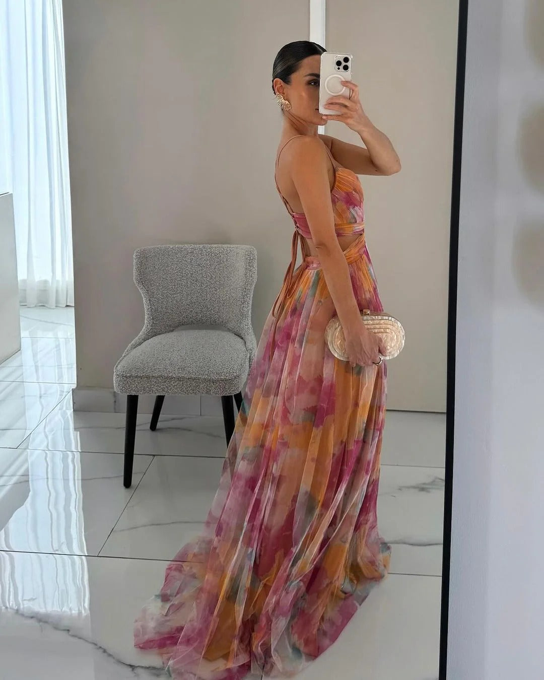 Elegant Women's Maxi Wedding Guest Dress with V-Neck - photo 2