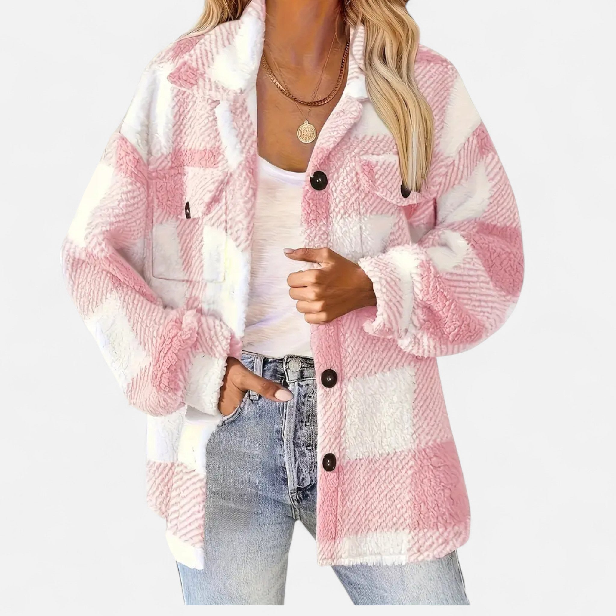 Women's Plaid Oversized Shacket with Button Front